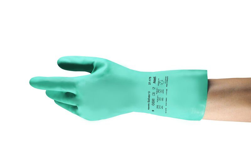 GUANTE SOLVEX NITRILO VERDE ESP. 15MIL DE 13" REF: 37-175 TALLA 9-9.5     "R.I."