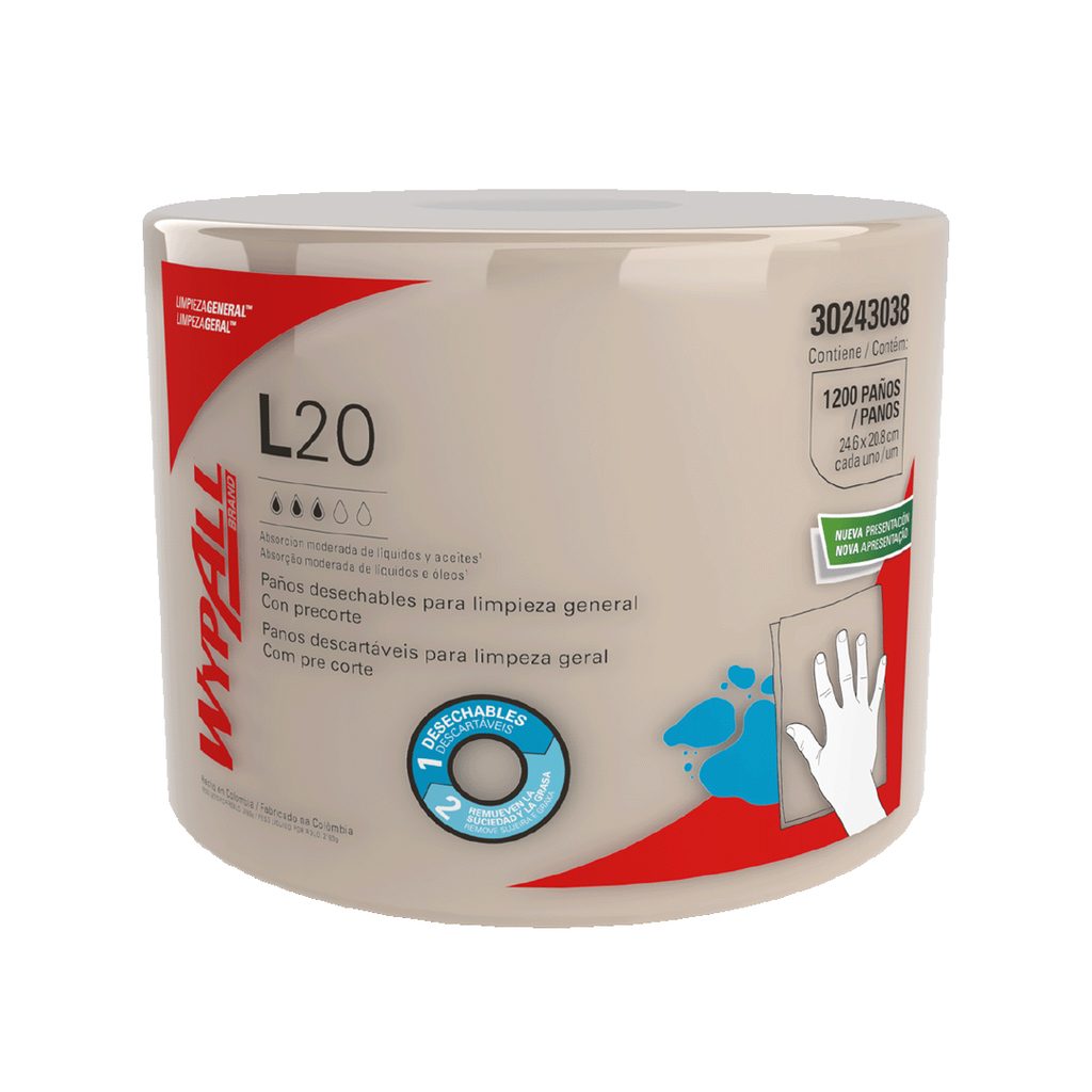 [152080005] WYPALL L-20 LIMPION PRECORTADO AIRFLEX ROLLO X 1.200 PAÑOS/300MTS (25CM X 22.5CM) REF: 30221680/30243038