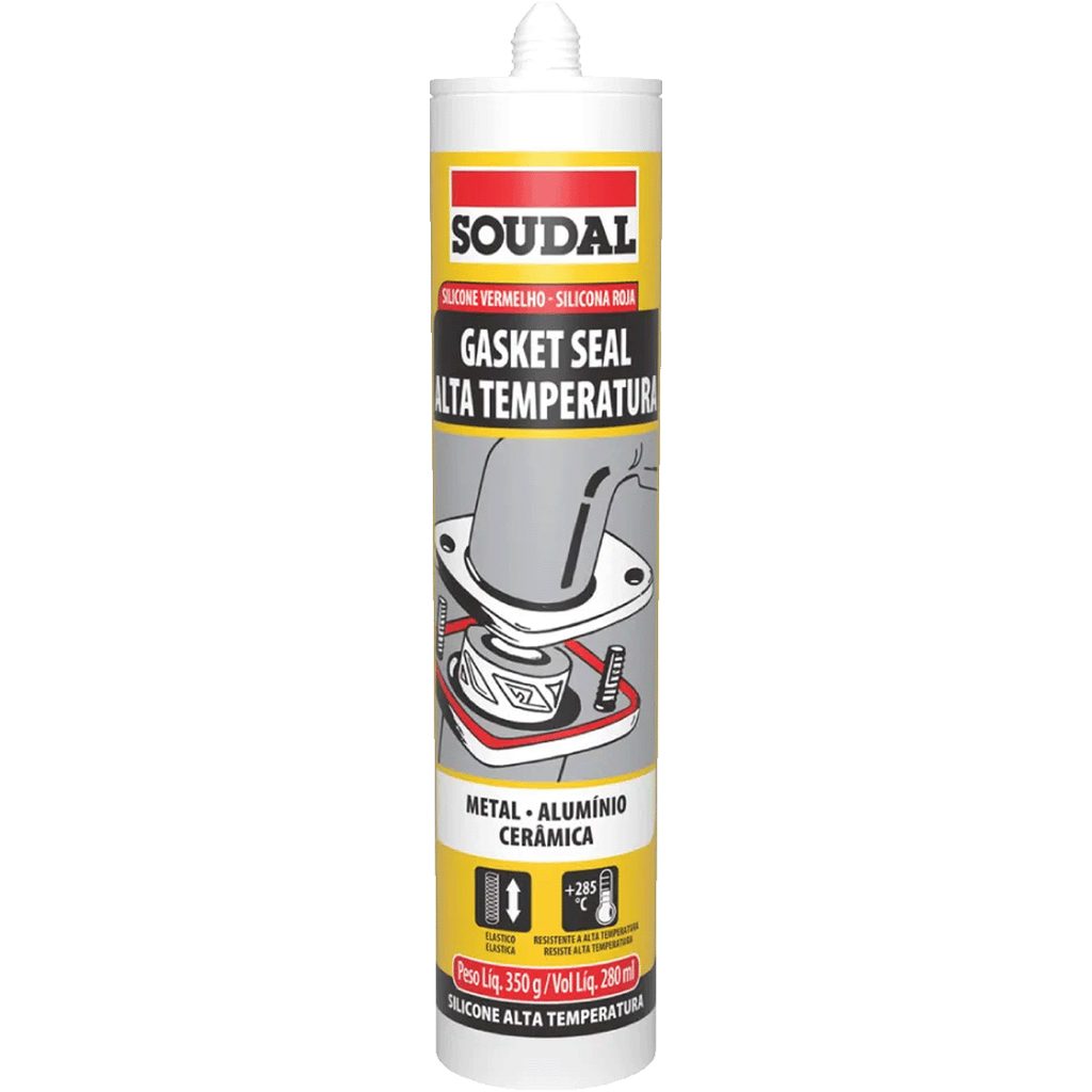 SILICONA SOUDAL ALTA TEMPERATURA ROJA X 280ML REF:123373 GASKET SEAL