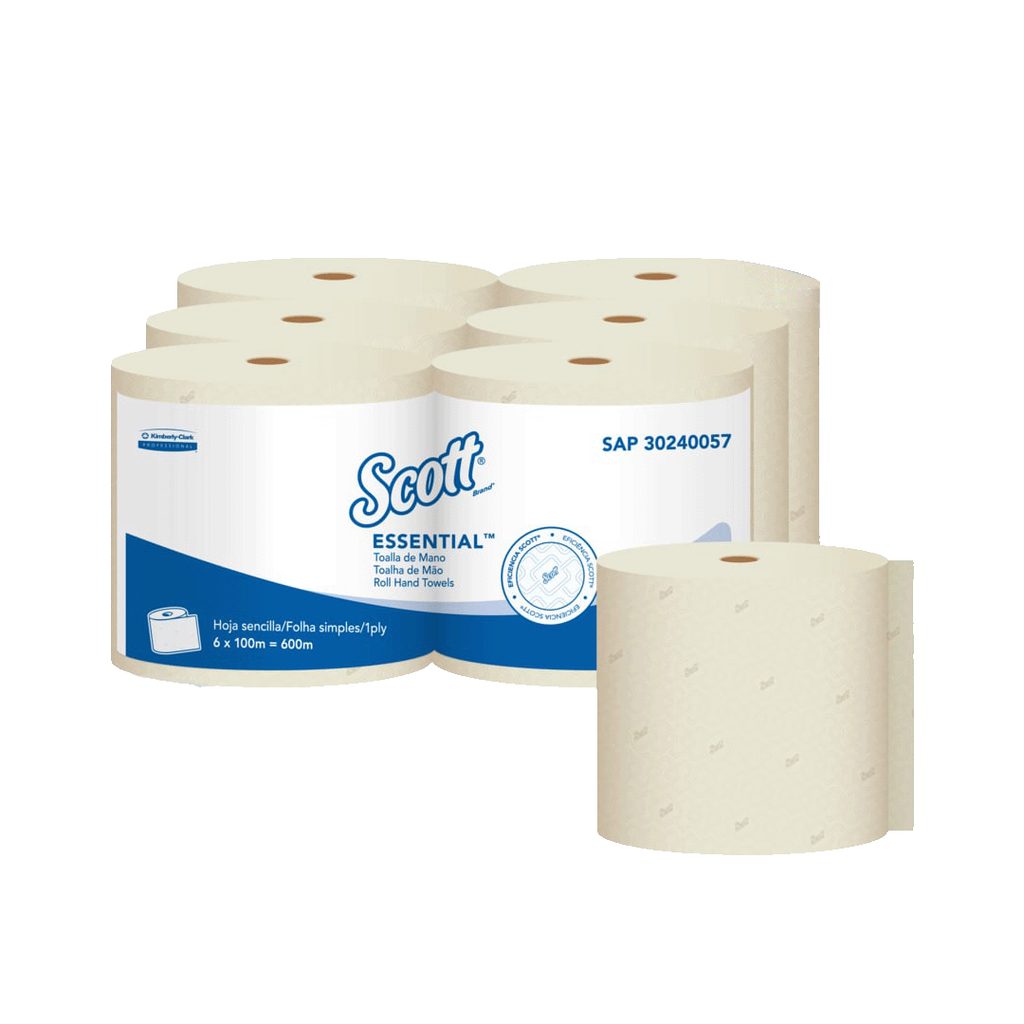 [159900364] TOALLA DE MANOS SCOTT ESSENTIAL HOJA SENCILLA NATURAL ROLLO X 100MTS (CAJA X 6 ROLLOS) REF: 30210840/30240057