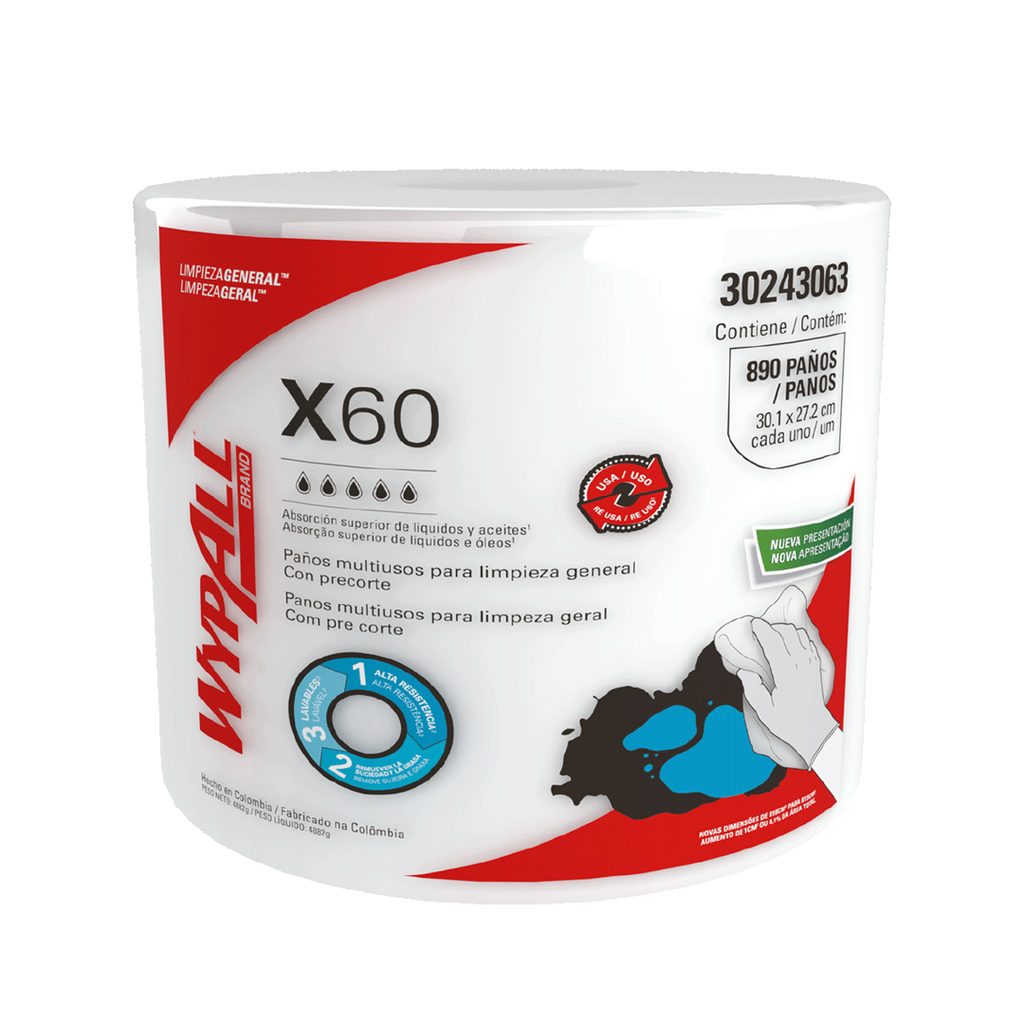 [152020040] WYPALL X-60 JUMBO ROLL X 890 PAÑOS/300MTS (34CM X 25CM) REF: 30177836 / 30243063 / ( 30.1 CM X 27.2 CM )