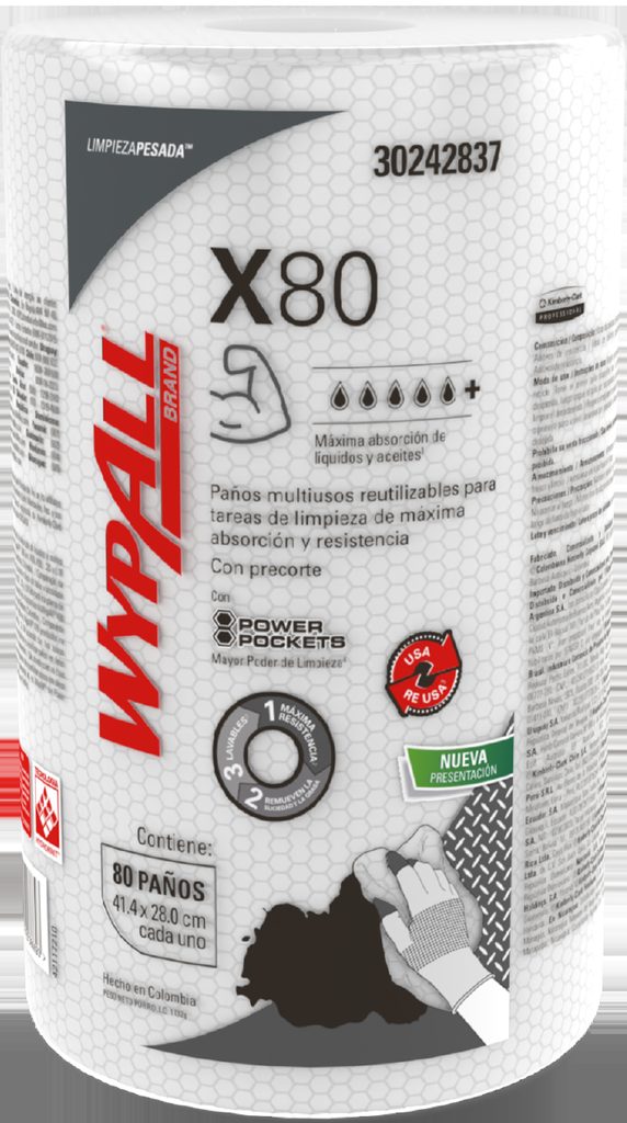 [152060015] WYPALL X-80 PLUS ROLLO X 80 PAÑOS (41.5CM X 28CM) REF: 30214696 / 30242837