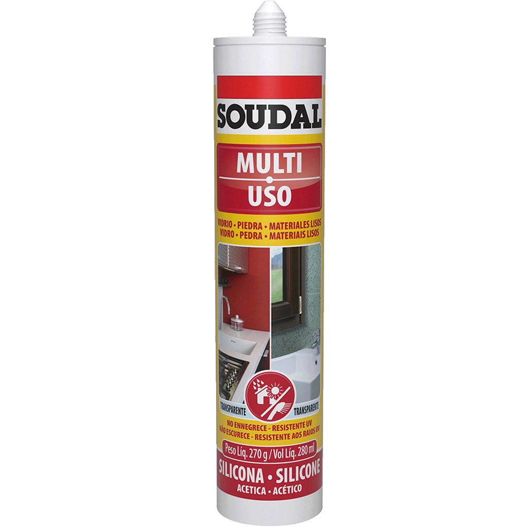 SILICONA SOUDAL MULTIUSOS TRANSPARENTE X 280 ML REF: 129024