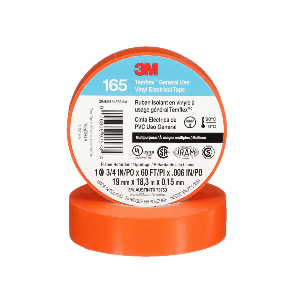 [073000212] CINTA DE PVC TEMFLEX 165 NARANJA DE 19 MM X 18.3 M