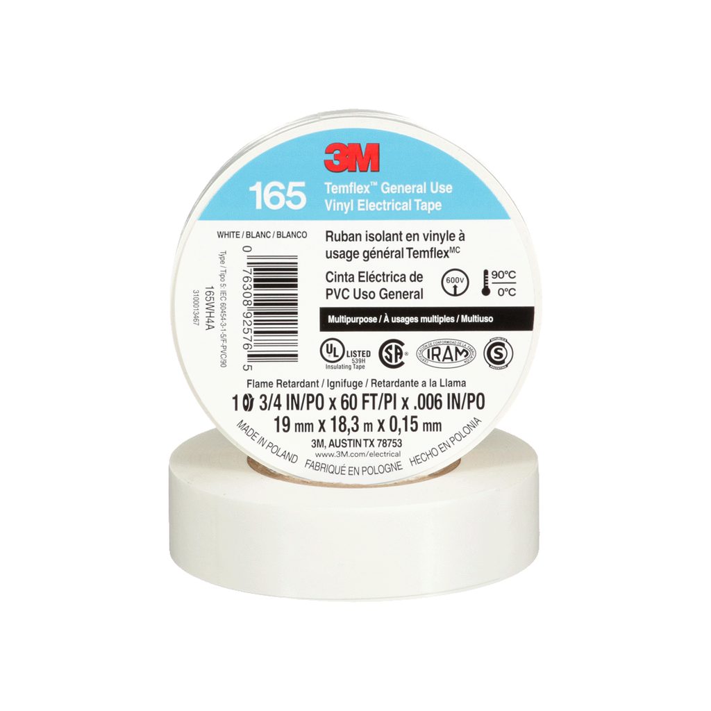 [073000200] CINTA DE PVC TEMFLEX 165 BLANCO DE 19 MM X 18.3 M