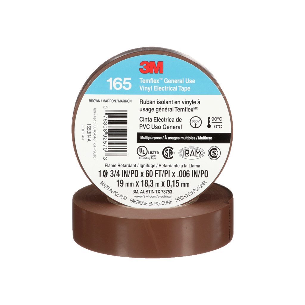 [073000206] CINTA DE PVC TEMFLEX 165 MARRON DE 19 MM X 18.3 M