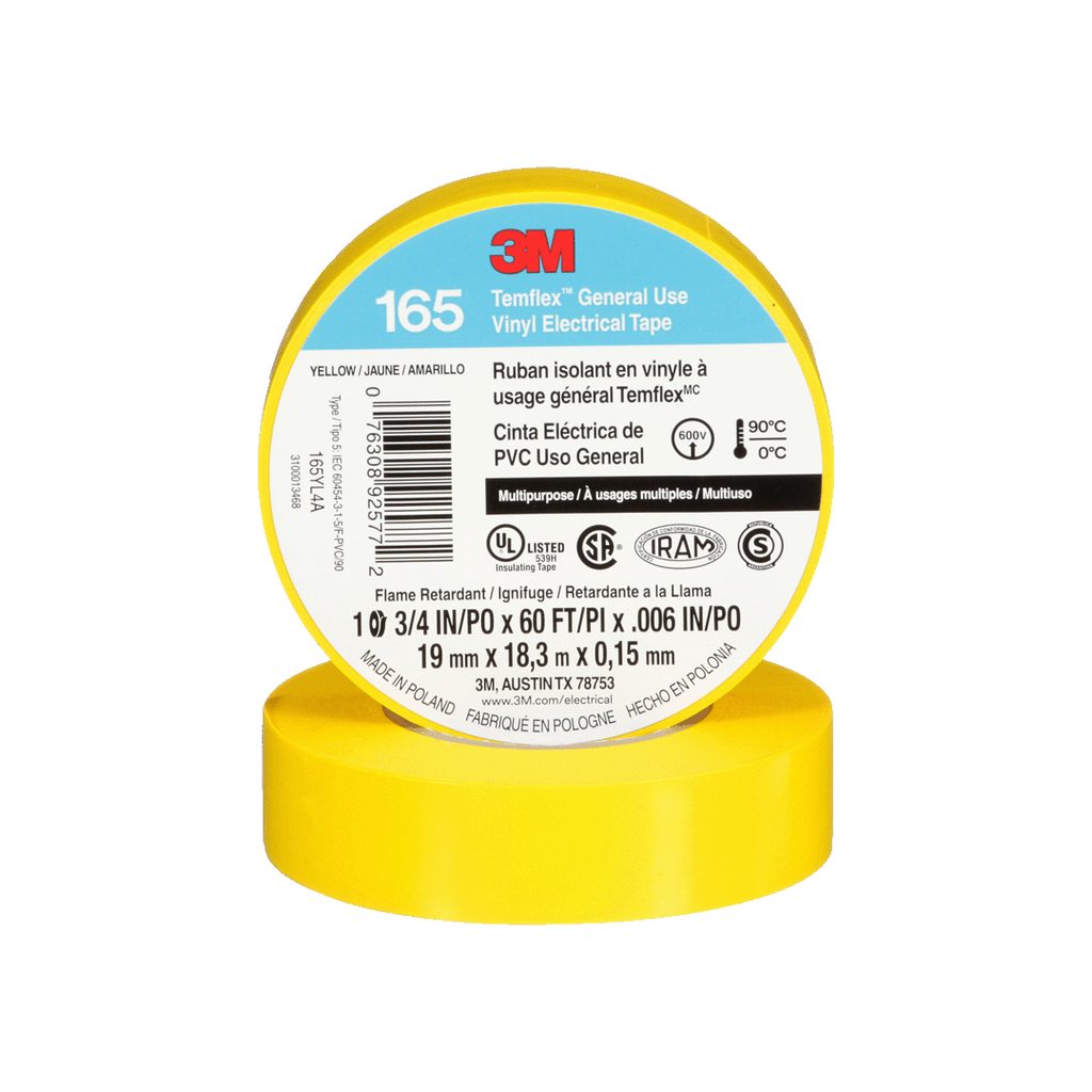 [073000204] CINTA DE PVC TEMFLEX 165 AMARILLO DE 19 MM X 18.3 M