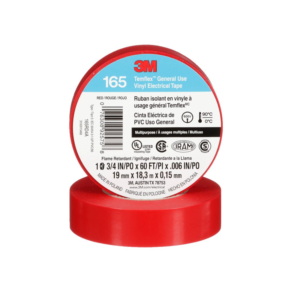 [073000210] CINTA DE PVC TEMFLEX 165 ROJO DE 19 MM X 18.3 M