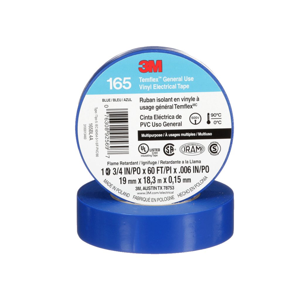 [073000216] CINTA DE PVC TEMFLEX 165 AZUL DE 19 MM X 18M