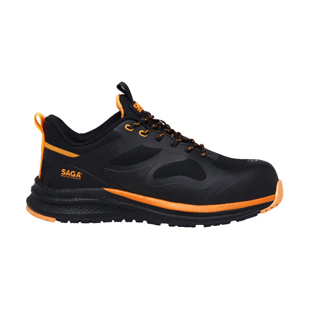 ZAPATO DE SEGURIDAD NEGRO/NARANJA CON PUNTERA DIELECTRICA SUELA CAUCHO ETPU REF: 7002 TALLA 41