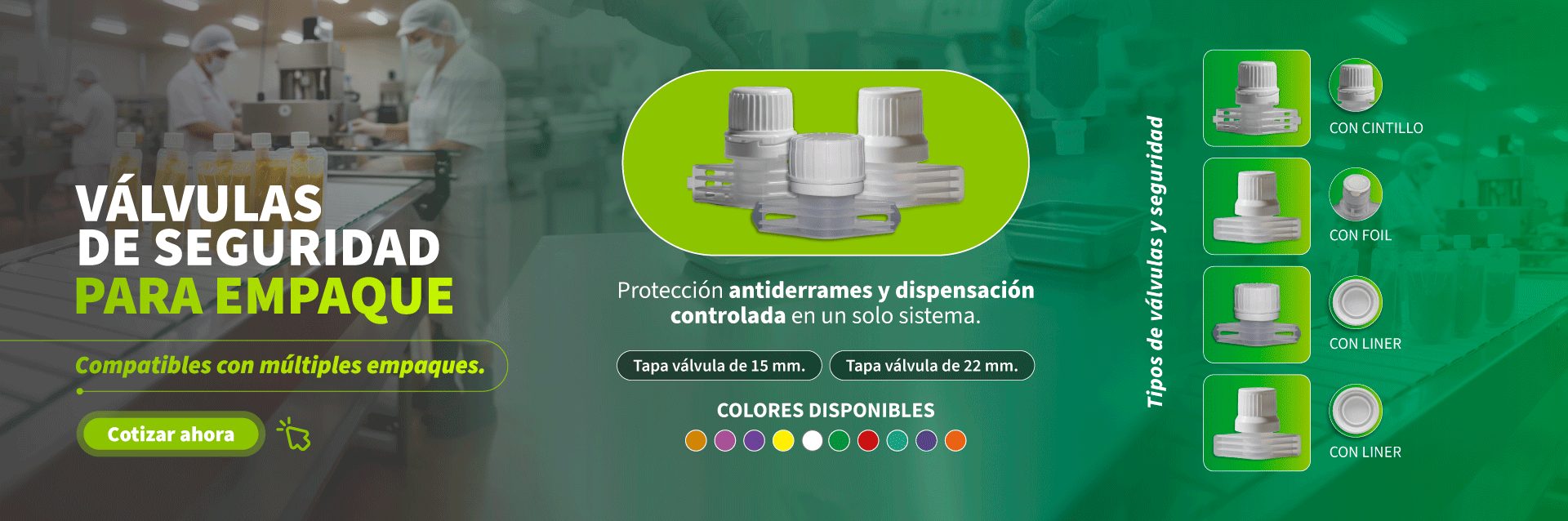 Válvulas de seguridad para empaque: protección antiderrames y dispensación controlada